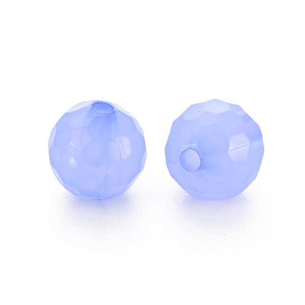 

PandaHall Transparent Acrylic Beads, Dyed, Faceted, Round, Medium Slate Blue, 8x7.5mm, Hole: 1.6mm, about 1810pcs/500g Acrylic Round