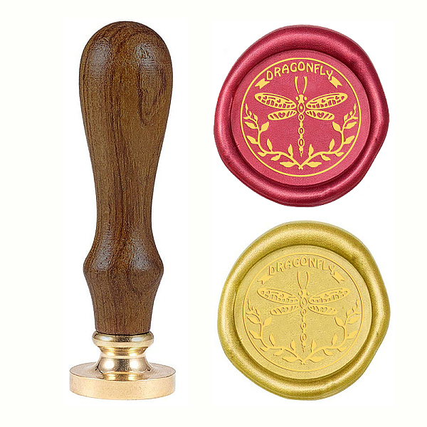 PandaHall DIY Wood Wax Seal Stamp, Dragonfly Pattern, 83x22mm, Head: 7.5mm, Stamps: 25x14.5mm Wood Dragonfly