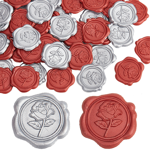 

PandaHall CRASPIRE 50Pcs 2 Styles Adhesive Wax Seal Stickers, For Envelope Seal, Flower, 30.8x30.8x2.2mm, 25pcs/style Wax Flower
