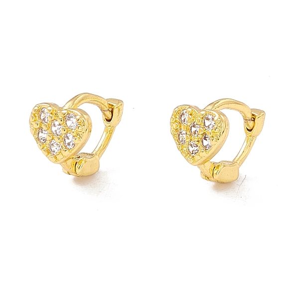 

PandaHall Clear Cubic Zirconia Heart Hinged Hoop Earrings, Rack Plating Brass Jewelry for Women, Cadmium Free & Lead Free, Real 18K Gold...