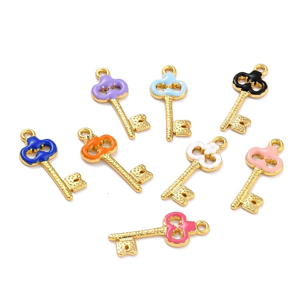 

PandaHall Golden Alloy Enamel Pendants, Long-Lasting Plated, Key, Mixed Color, 27x12x2mm, Hole: 1.8mm Alloy+Enamel Key Multicolor