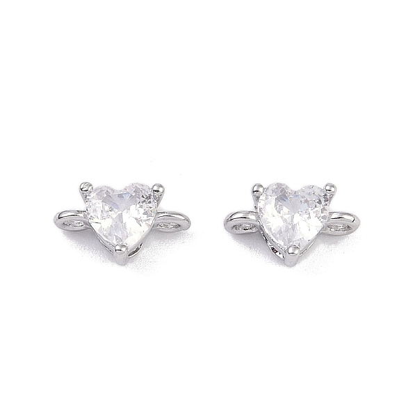 

PandaHall Brass Pave Glass Connector Charms, Heart Links, Real Platinum Plated, 5x8x3mm, Hole: 1mm Brass+Glass Heart Clear