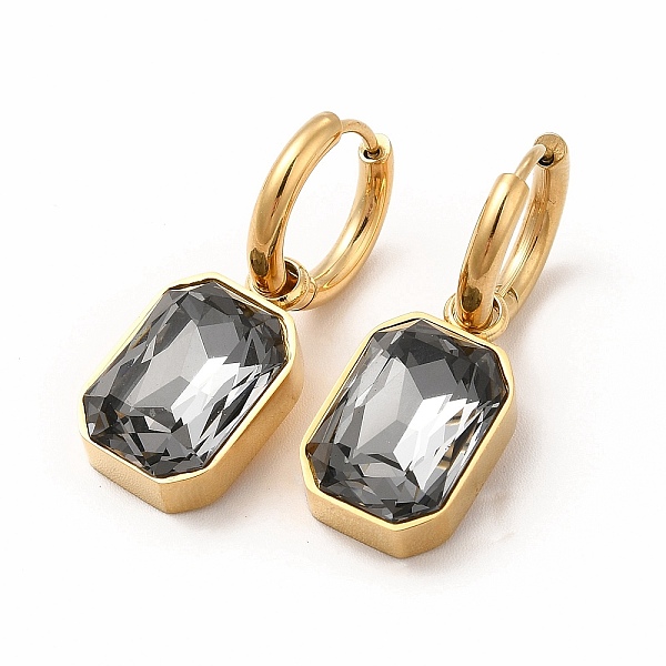 

PandaHall Ion Plating(IP) 304 Stainless Steel Hoop Earring, Rectangle Glass Dangle Earring for Women, Golden, Silver, 31mm, Pin: 0.9mm 304...