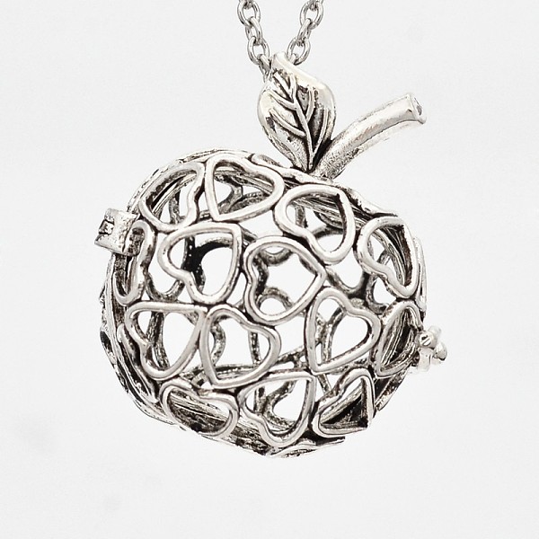 

PandaHall Hollow Brass Apple Cage Pendants, For Chime Ball Pendant Necklaces Making, Antique Silver, 32x29x20.5mm, Hole: 3.5x7mm, inner...