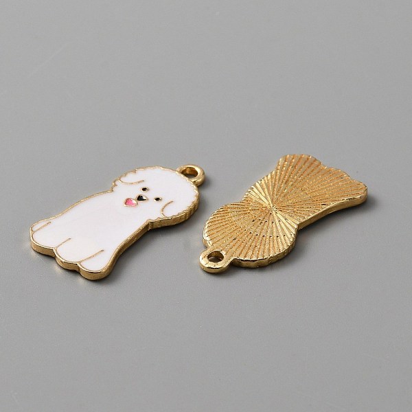 

PandaHall Alloy Enamel Pendants, Golden, Dog, White, 28x14x1.5mm, Hole: 2mm Alloy+Enamel Dog White