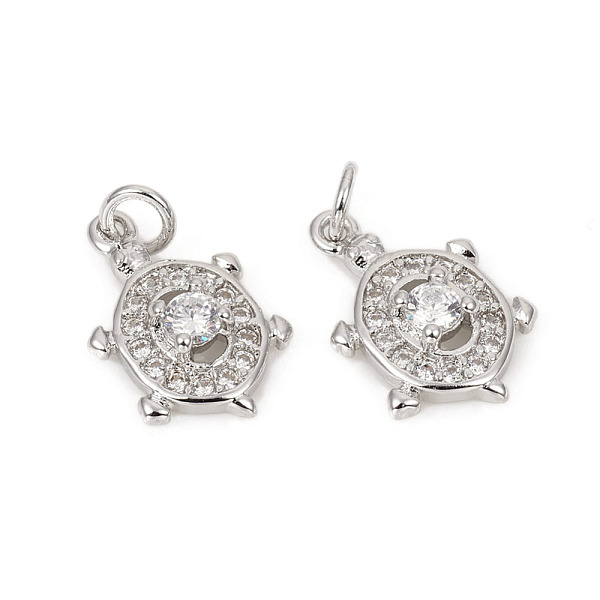 

PandaHall Brass Micro Pave Cubic Zirconia Charms, with Jump Rings, Tortoise, Clear, Platinum, 13.5x8.8x3.2mm, Jump Rings: 4x0.8mm, 2mm inner...