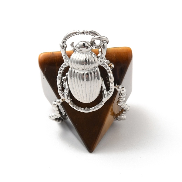 

PandaHall Natural Tiger Eye Pendants, Pyramid Charm, with Stainless Steel Color Plated 304 Stainless Steel Insect Findings and Jump Rings...
