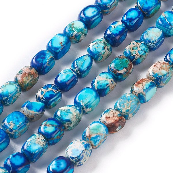 

PandaHall Natural Regalite/Imperial Jasper/Sea Sediment Jasper Beads Strands, Dyed, Cuboid, Deep Sky Blue, 7x6x6mm, Hole: 0.8mm, about...
