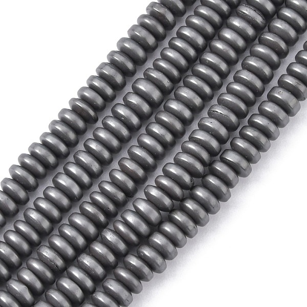 Matte Style Electroplate Non-magnetic Synthetic Hematite Flat Round Beads Strands