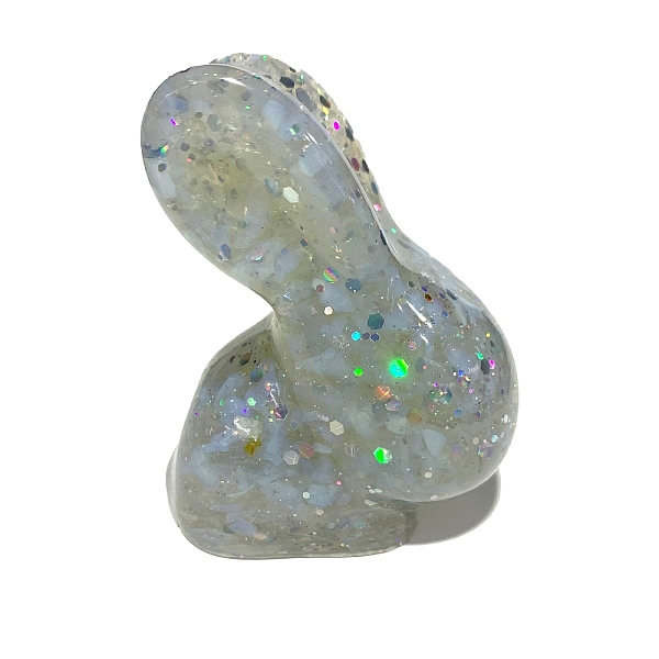 

PandaHall Resin Rabbit Figurine Home Decoration, with Opalite Chips Inside Display Decorations, 40x60x70mm Opalite Rabbit