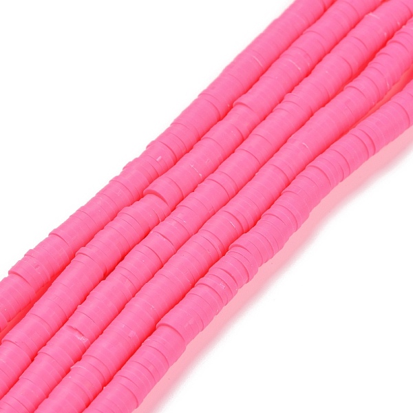 

PandaHall Handmade Polymer Clay Beads Strands, for DIY Jewelry Crafts Supplies, Heishi Beads, Disc/Flat Round, Fuchsia, 6x0.5~1mm, Hole..., Pink