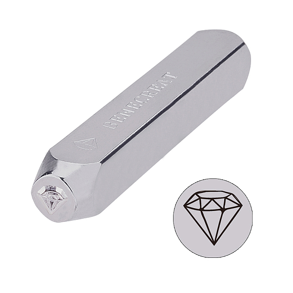 PandaHall BENECREAT 6mm 1/4" Diamond Metal Design Stamps Punch Stamping Tool - Electroplated Hard Carbon Steel Tools to Stamp Punch Metal...