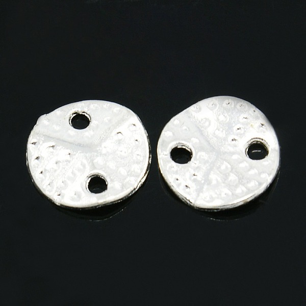 

PandaHall Alloy Links connectors, Hammered Wavy Flat Round, Silver Color Plated, 13x1mm, Hole: 2mm Alloy Flat Round