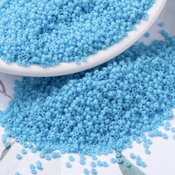 

PandaHall MIYUKI Round Rocailles Beads, Japanese Seed Beads, 15/0, (RR413) Opaque Turquoise Blue, 15/0, 1.5mm, Hole: 0.7mm, about..., Cyan