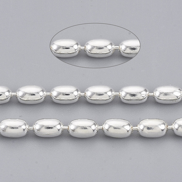 

PandaHall Brass Ball Chains, Oval Beads Chains, Long-Lasting Plated, Soldered, with Spool, Cadmium Free & Lead Free, Silver, 4.6x3mm, about...