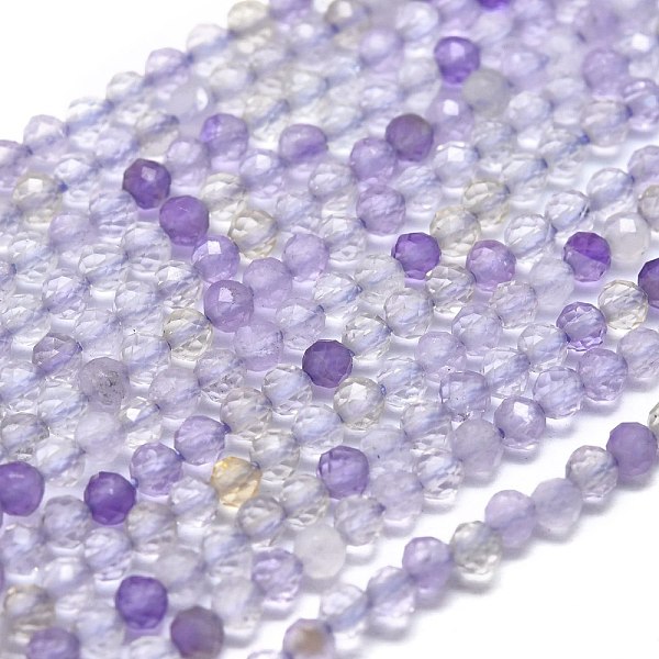 

PandaHall Natural Ametrine Beads Strands, Round, Faceted, 2mm, Hole: 0.5mm, about 192pcs/Strand, 15.16 inch(38.5cm) Ametrine Round