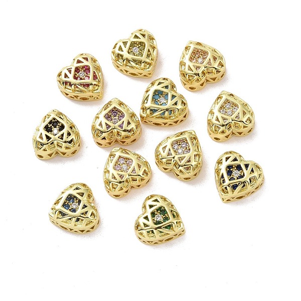 

PandaHall Eco-friendly Brass Cubic Zirconia Multi-Strand Links, Nickel Free, Cadmium Free & Lead Free, Heart, Golden, Mixed Color, 8x8x5mm..., Multicolor