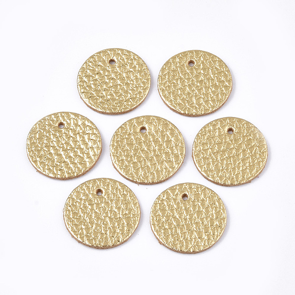 

PandaHall Eco-Friendly Cowhide Pendants, Flat Round, Light Khaki, 15.5x1.5mm, Hole: 1.6mm Leather Flat Round