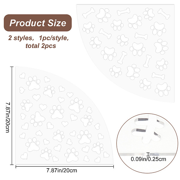 

PandaHall CRASPIRE Dog Paw Stencils 2pcs Paw Print Template Fan shaped Dog Paw Print Stencils Reusable Acrylic Tie-Dye Template for Painting...