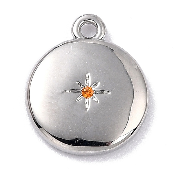 

PandaHall Brass Micro Pave Cubic Zirconia Charms, Long-Lasting Plated, Flat Round with Star, Orange Red, 12x10x2mm, Hole: 1.2mm Brass+Cubic...