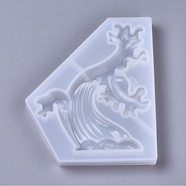

PandaHall Silicone Molds, Resin Casting Molds, For UV Resin, Epoxy Resin Jewelry Making, Waved, White, 135x115x15mm Silicone Others White