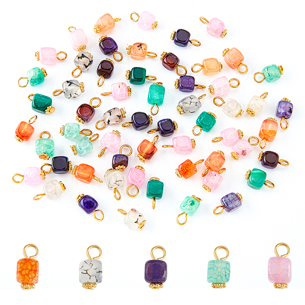 

PandaHall SUPERFINDINGS 100Pcs 5 Colors Natural Crystal Agate Pendant Cube Crystal Agate Pendant Charms Stone Pendants Charms Crystal..., Multicolor