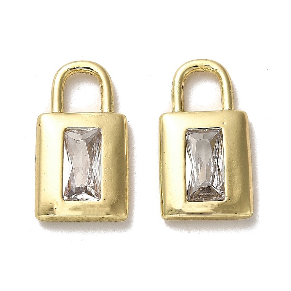

PandaHall Brass Pendants, with Glsaa, Long-Lasting Plated, Lock, Golden, 18x10x2.5mm, Hole: 4.8x4mm Brass+Glass Lock