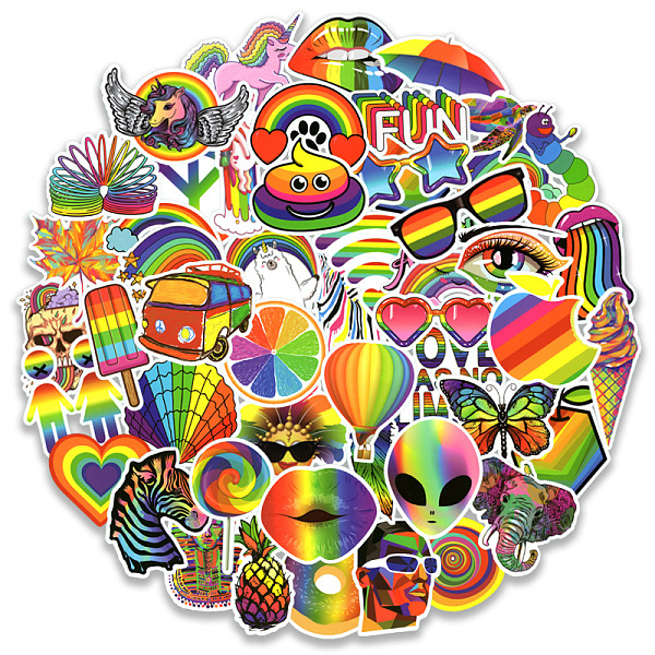

PandaHall Waterproof PVC Plastic Sticker Labels, Self-adhesion, for Suitcase, Skateboard, Refrigerator, Helmet, Mobile Phone Shell, Mixed...