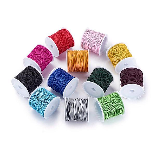 pandahall elastic cord, mixed color, 1mm, about 22.96 yards(21m)/roll elastic fibre round multicolor