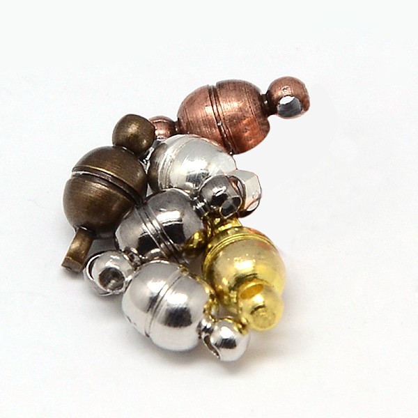 

PandaHall Round Brass Magnetic Clasps with Loops, N35 Grade Strong Magnet, Oval, Nickel Free, Mixed Color, 11x5mm, Hole: 1mm Brass Oval