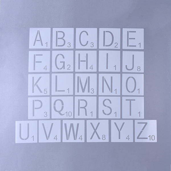 PandaHall Plastic Drawing Stencil, Drawing Scale Template, for Painting on Scrapbook Fabric Tiles Floor Furniture Wood, Alphabet, Letter A~Z...
