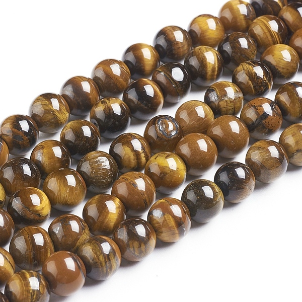 

PandaHall Natural Tiger Eye Beads Strands, Round, Grade B, 10mm, Hole: 1mm, about 40pcs/strand Tiger Eye Round