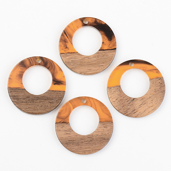 

PandaHall Resin & Walnut Wood Pendants, Ring, Orange, 28x3mm, Hole: 2mm Resin+Wood Ring Orange