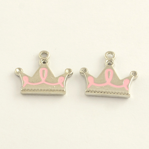 

PandaHall Platinum Plated Alloy Enamel Pendants, Cadmium Free & Nickel Free & Lead Free, Crown, Pink, 17x18x2.5mm, Hole: 1.5mm Alloy+Enamel...