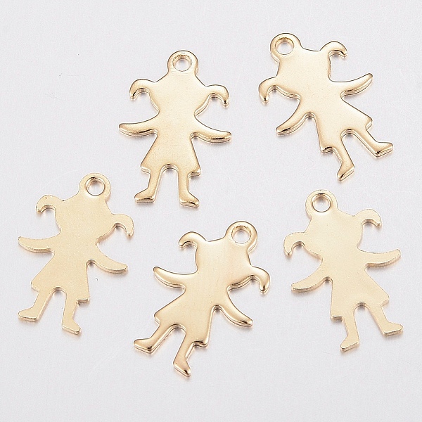 

PandaHall 304 Stainless Steel Charms, Girl Silhouette Pendants, Golden, 16x11x0.8mm, Hole: 1.5mm 304 Stainless Steel Human