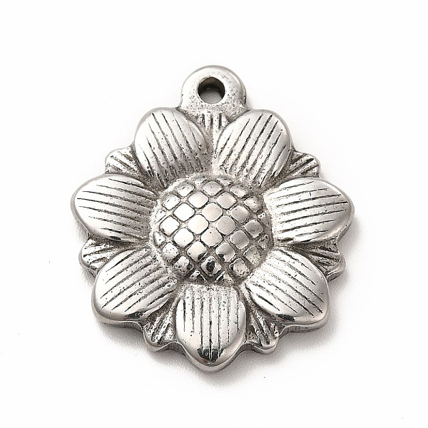 

PandaHall 304 Stainless Steel Pendants, Sunflower, Antique Silver, 25.5x22x3.5mm, Hole: 1.6mm 304 Stainless Steel Flower