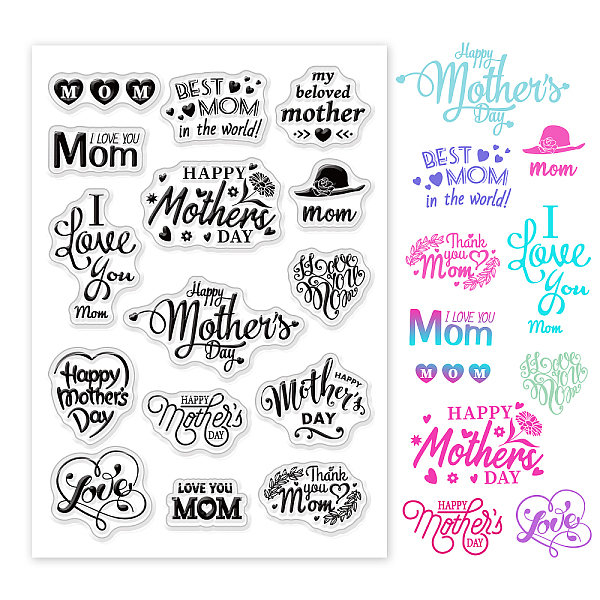 

PandaHall PVC Plastic Stamps, for DIY Scrapbooking, Photo Album Decorative, Cards Making, Stamp Sheets, Mother's Day Themed Pattern...