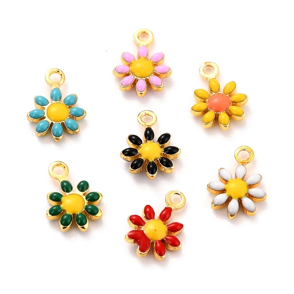 

PandaHall Brass Enamel Charms, Golden Plated, Cadmium Free & Lead Free, Sunflower, Mixed Color, 10x7x2mm, Hole: 1.2mm Brass+Enamel Flower..., Multicolor