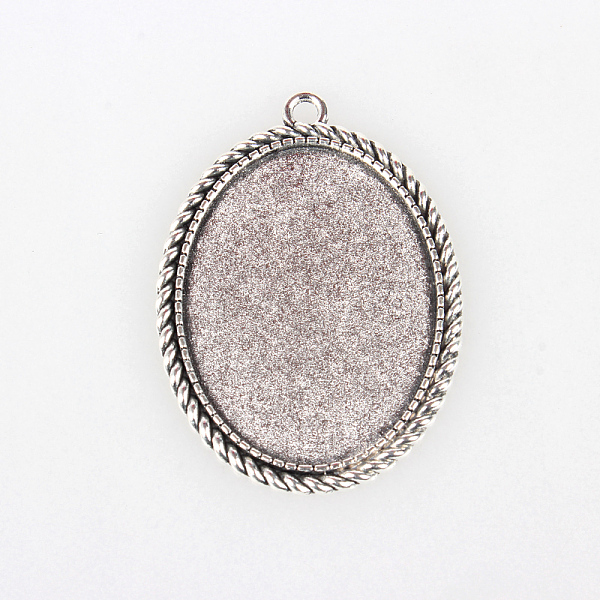 

PandaHall Tibetan Style Alloy Pendant Cabochon Settings, Cadmium Free & Lead Free, Oval, Antique Silver, Tray: 40x30mm, 51x37x2mm, Hole: 3mm...