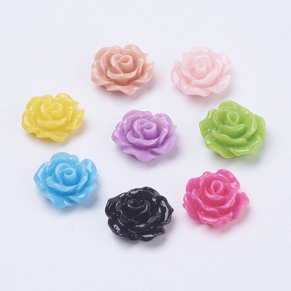 

PandaHall Opaque Resin Cabochons, Flower, Mixed Color, 10x4mm Resin Flower Multicolor