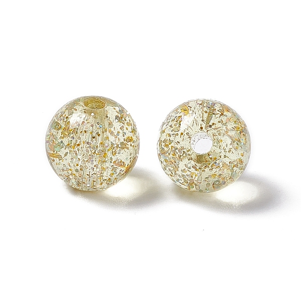 

PandaHall Transparent Acrylic Beads, with Glitter Powder, Round, Yellow, 15x14mm, Hole: 3.5mm Acrylic Round Yellow