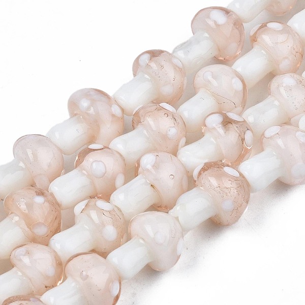 

PandaHall Mushroom Handmade Lampwork Beads Strands, Misty Rose, 12.5~14x10~11mm, Hole: 1.5mm, about 24~25pcs/strand, 12.20 inch~12.99 inch...