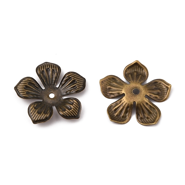 

PandaHall 5-Petal Iron Bead Caps, Flower, Antique Bronze, 21.5x22.5x1.5mm, Hole: 1.8mm Iron