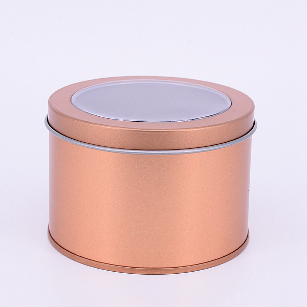 

PandaHall Iron Frosted Storage Jar, with PVC Clear Window, Cylinder Sealed Cans for Candles, Column, Matte Gold Color, 90x60mm, Inner...