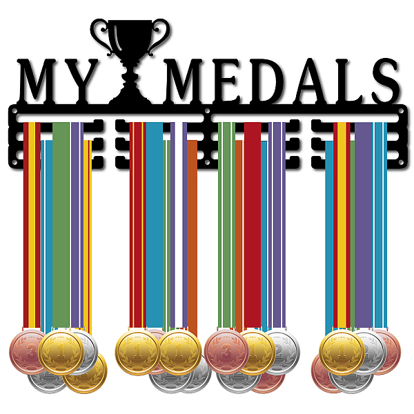

PandaHall CREATCABIN My Medals Medal Hanger Display Medal Holder Sport Rack Award Metal Lanyard Holder Sturdy Wall Mounted Swimmer Runner..., Black