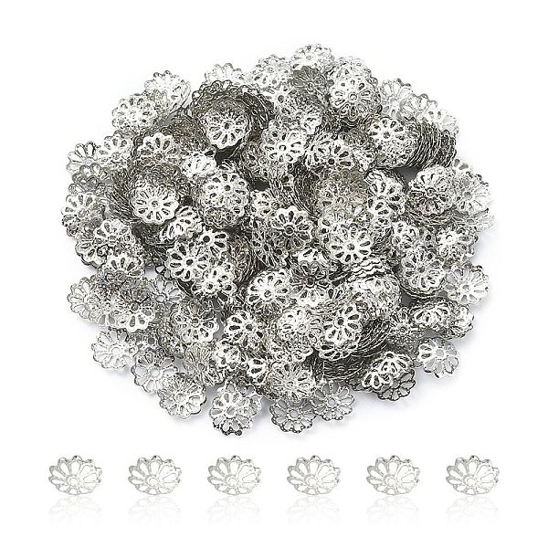 

PandaHall Iron Bead Caps, Multi-Petal, Platinum, 9mm, Hole: 1.5mm Iron