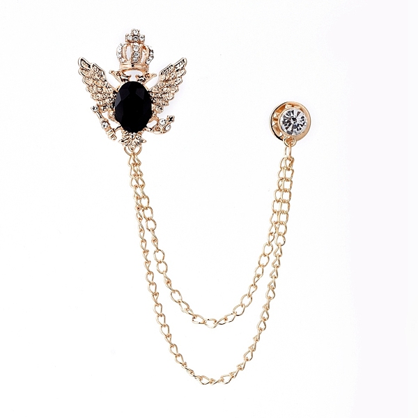 

PandaHall Men's Alloy Brooch Lapel Pin, with Rhinestone, for Career Suit Tuxedo of Shirts Tie Hat Scarf, Eagle with Crown, Golden, 156mm..., Clear