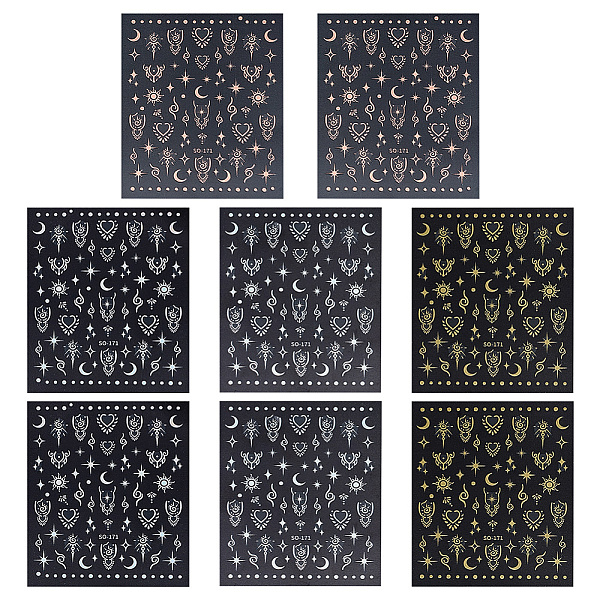 

PandaHall HOBBIESAY 12Pcs 4 Colors PET Waterproof Self-Adhesive Moon Star Sun Decorative Stickers, Baroque Style Decals for Kid's Art Craft..., Multicolor