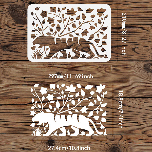 

PandaHall Plastic Drawing Painting Stencils Templates, for Painting on Scrapbook Fabric Tiles Floor Furniture Wood, Rectangle, Tiger Pattern...