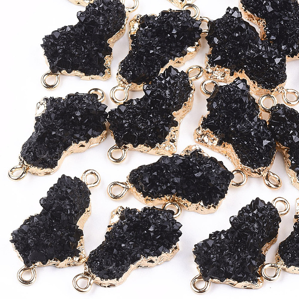 

PandaHall Electroplate Druzy Resin Links connectors, with Iron Findings, Nuggets, Light Gold, Black, 28~29x15.5~16x9~10mm, Hole: 1mm Resin...